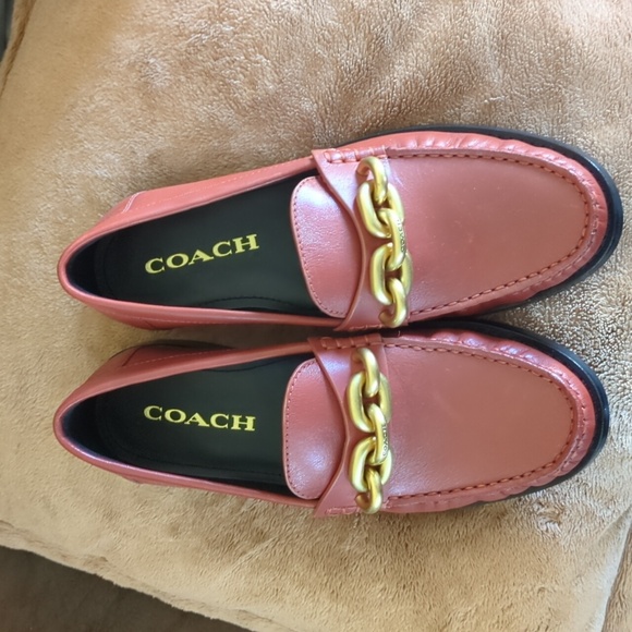 COACH Logo Jess Loafer Rust Women 6B Academia Preppy Slip On Leather Career - Picture 6 of 8